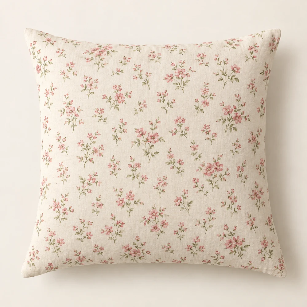 Floral Cushion Cover — Ivory floral, Square