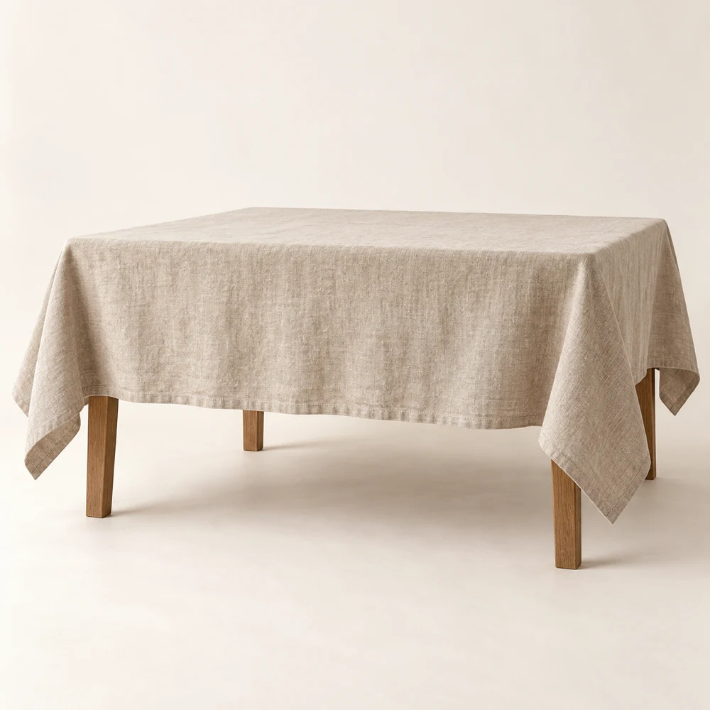 Linen Dining Tablecloth — Natural linen, Rectangle