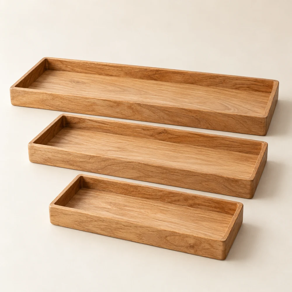 Decorative Tray Trio — Warm wood, Tray