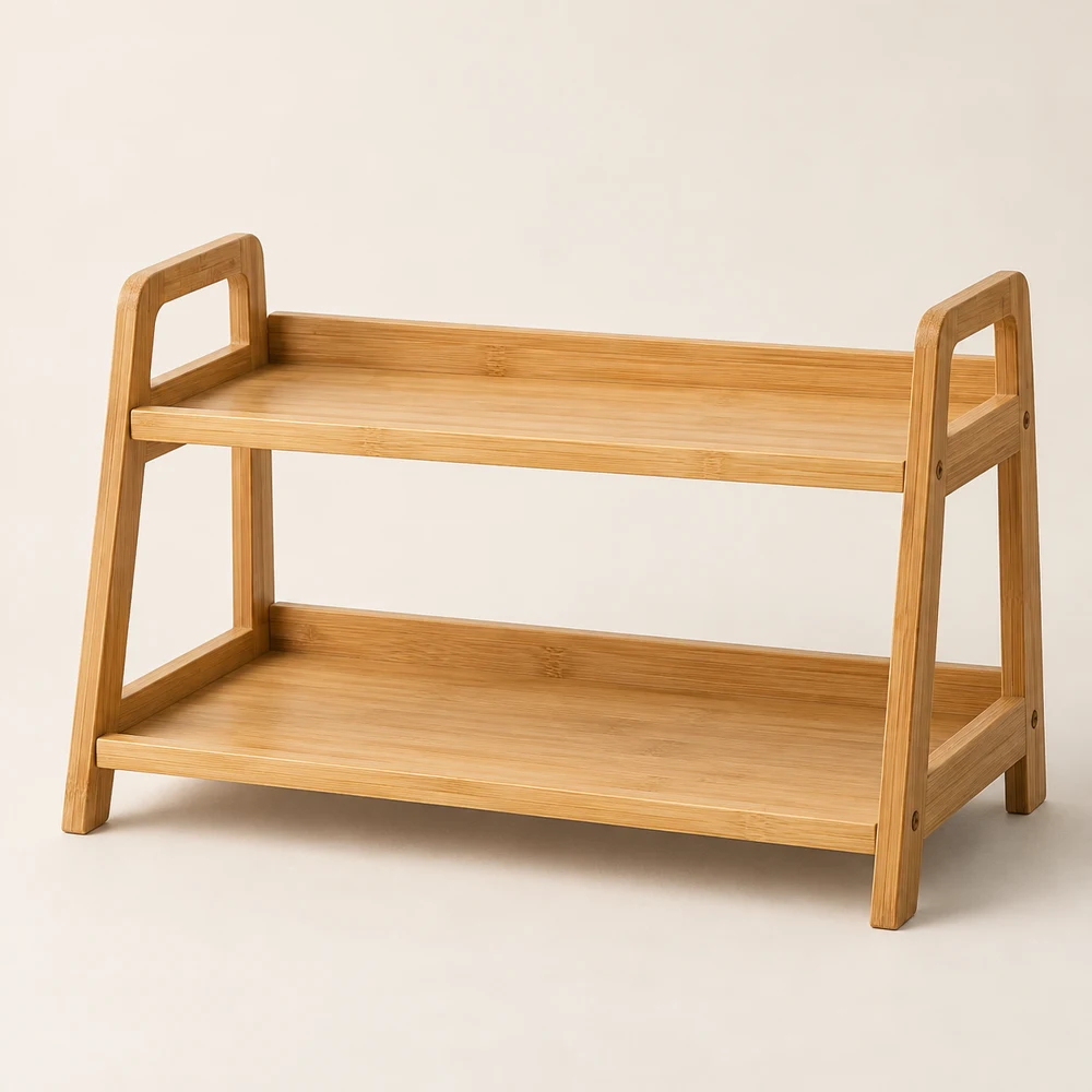 Two-Tier Display Shelf — Natural bamboo, Shelf