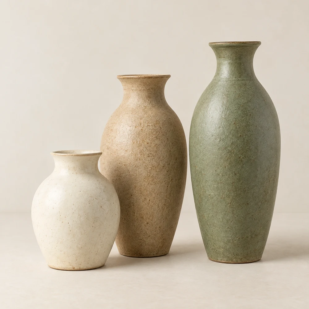 Country Vase Trio — Ivory, sand and sage, Vase