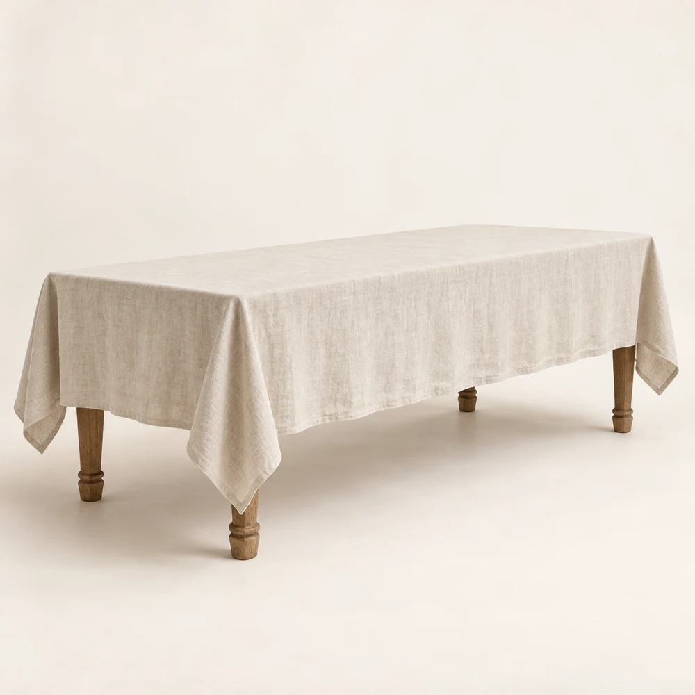 Grand Linen Tablecloth — Warm ivory, Rectangle