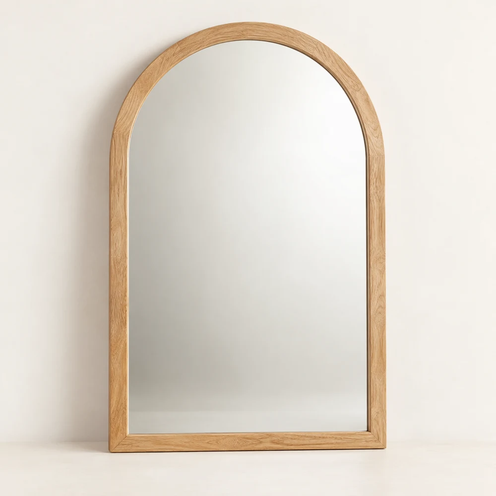 Arched Wood Mirror — Natural wood, Mirror